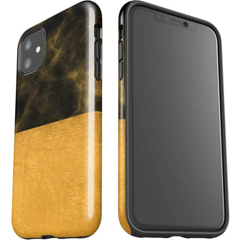 Black and Gold Split Marble iPhone 11 Impact Case