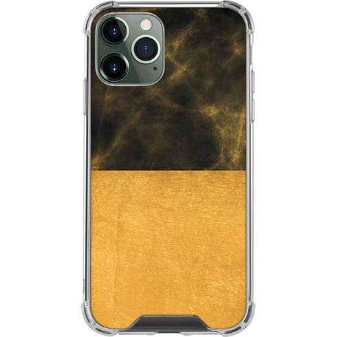 Black and Gold Split Marble iPhone 11 Pro Max Clear Case