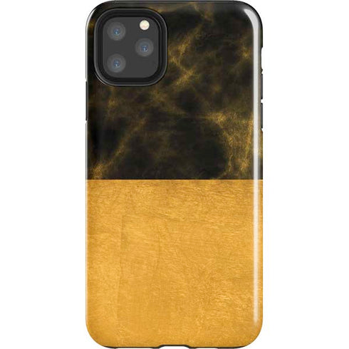 Black and Gold Split Marble iPhone 11 Pro Max Impact Case