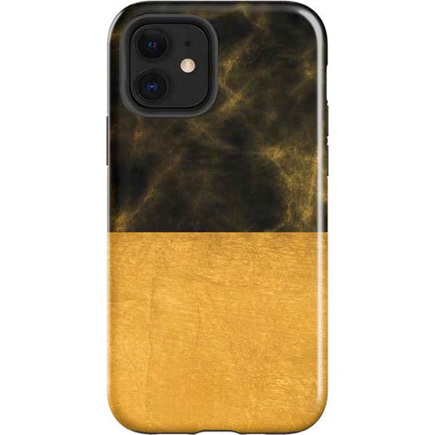Black and Gold Split Marble iPhone 12 Impact Case