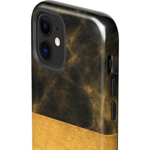 Black and Gold Split Marble iPhone 12 Impact Case