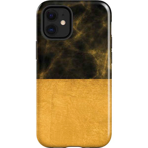 Black and Gold Split Marble iPhone 12 Mini Impact Case