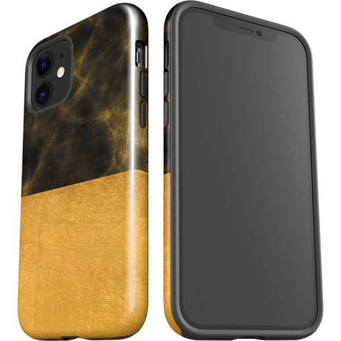 Black and Gold Split Marble iPhone 12 Mini Impact Case