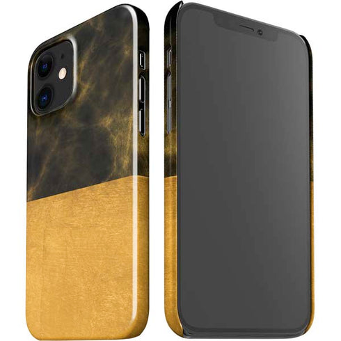 Black and Gold Split Marble iPhone 12 Mini Lite Case