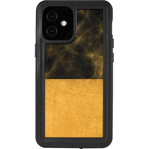 Black and Gold Split Marble iPhone 12 Mini Waterproof Case
