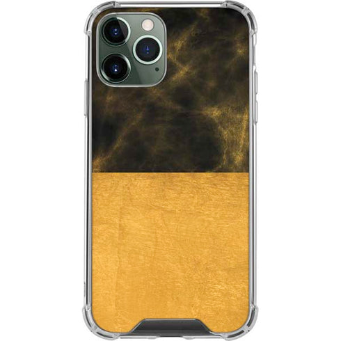 Black and Gold Split Marble iPhone 12 Pro Clear Case