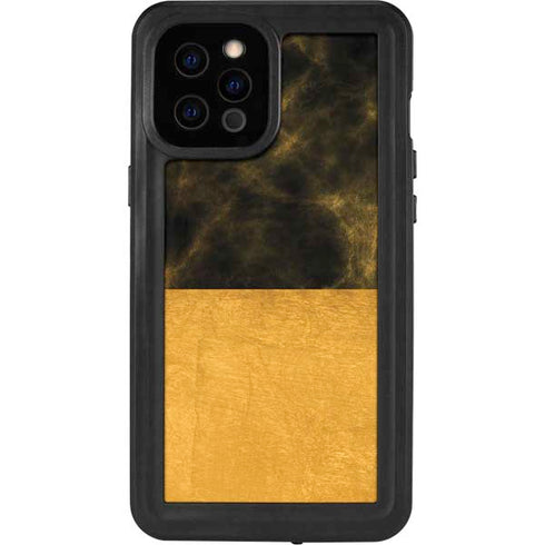 Black and Gold Split Marble iPhone 12 Pro Max Waterproof Case