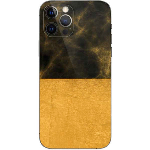 Black and Gold Split Marble iPhone 12 Pro Skin