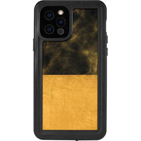 Black and Gold Split Marble iPhone 12 Pro Waterproof Case