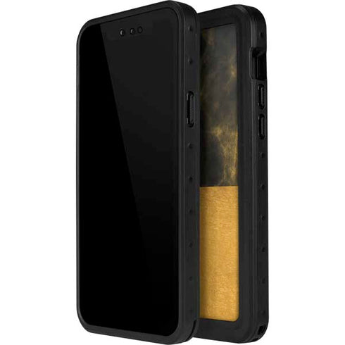 Black and Gold Split Marble iPhone 13 Mini Waterproof Case