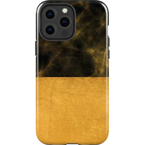 Black and Gold Split Marble iPhone 13 Pro Max Impact Case