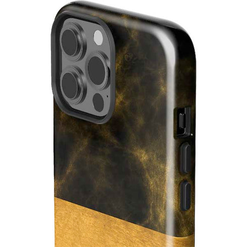 Black and Gold Split Marble iPhone 13 Pro Max Impact Case