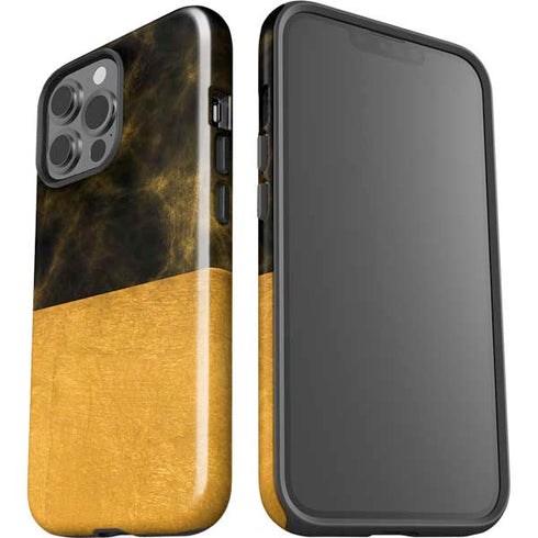 Black and Gold Split Marble iPhone 13 Pro Max Impact Case