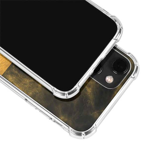 Black and Gold Split Marble iPhone 14 Clear Case