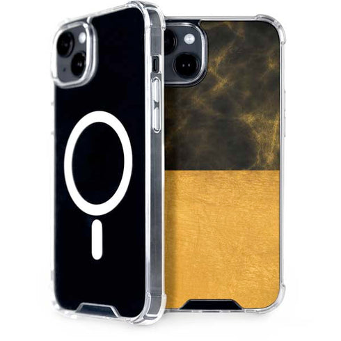 Black and Gold Split Marble iPhone 15 Plus MagSafe Case