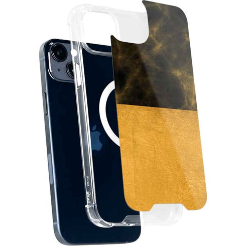 Black and Gold Split Marble iPhone 15 Plus MagSafe Case