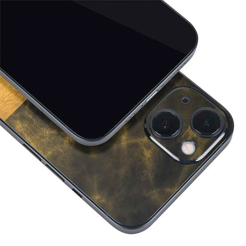 Black and Gold Split Marble iPhone 15 Plus Skin