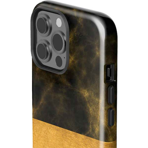 Black and Gold Split Marble iPhone 15 Pro Max Impact Case