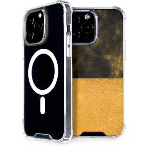 Black and Gold Split Marble iPhone 14 Pro Max MagSafe Case