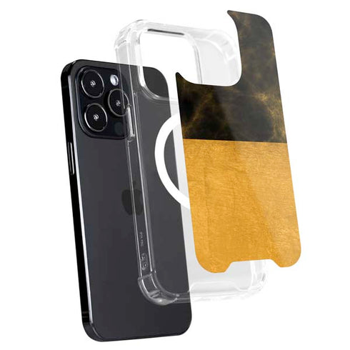 Black and Gold Split Marble iPhone 15 Pro Max MagSafe Case