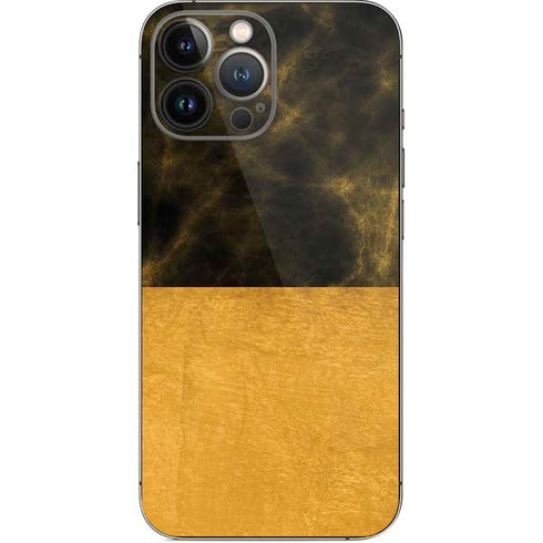 Black and Gold Split Marble iPhone 14 Pro Max Skin