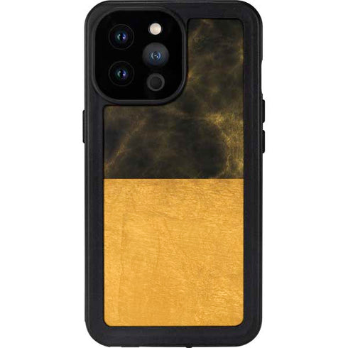 Black and Gold Split Marble iPhone 14 Pro Max Waterproof Case
