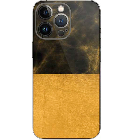 Black and Gold Split Marble iPhone 14 Pro Skin