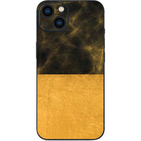 Black and Gold Split Marble iPhone 14 Skin