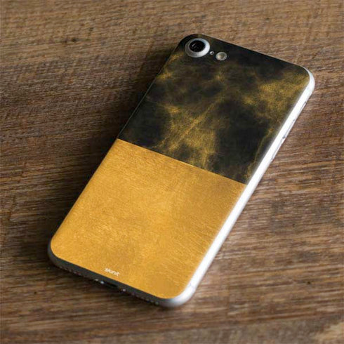 Black and Gold Split Marble iPhone 7 Skin