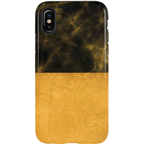 Black and Gold Split Marble iPhone X Pro Case