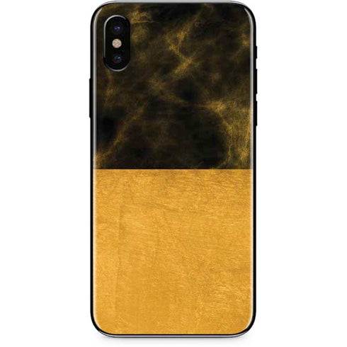 Black and Gold Split Marble iPhone X Skin