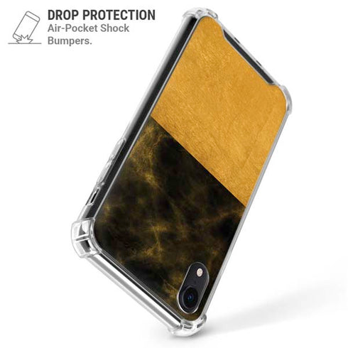 Black and Gold Split Marble iPhone XR Clear Case