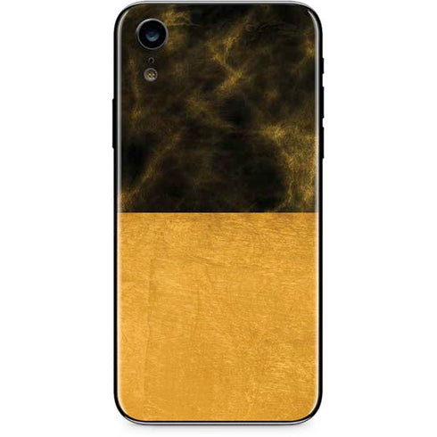 Black and Gold Split Marble iPhone XR Skin