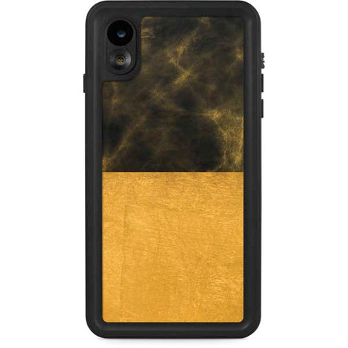 Black and Gold Split Marble iPhone XR Waterproof Case