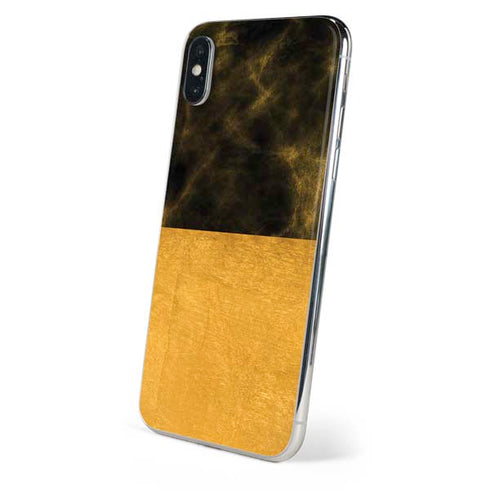 Black and Gold Split Marble iPhone XS Skin