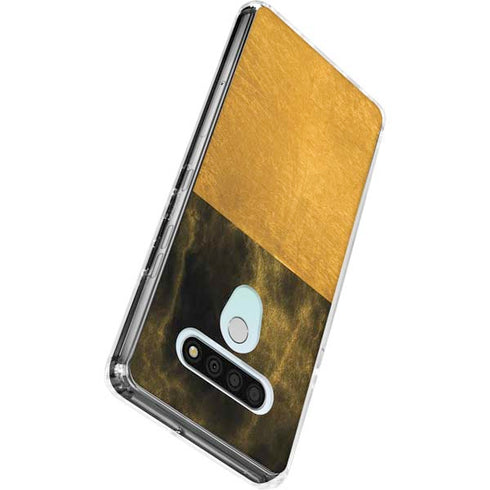 Black and Gold Split Marble LG Stylo 6 Clear Case