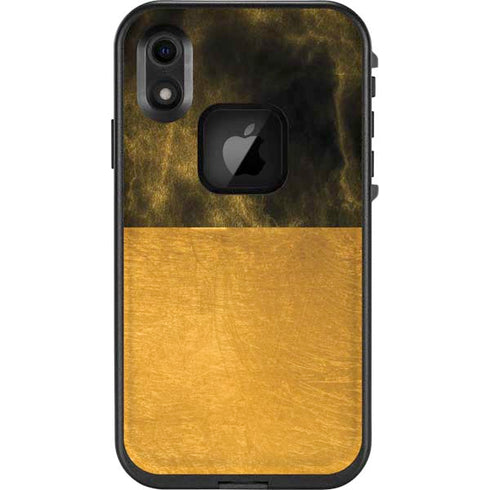 Black and Gold Split Marble LifeProof Fre iPhone Skin