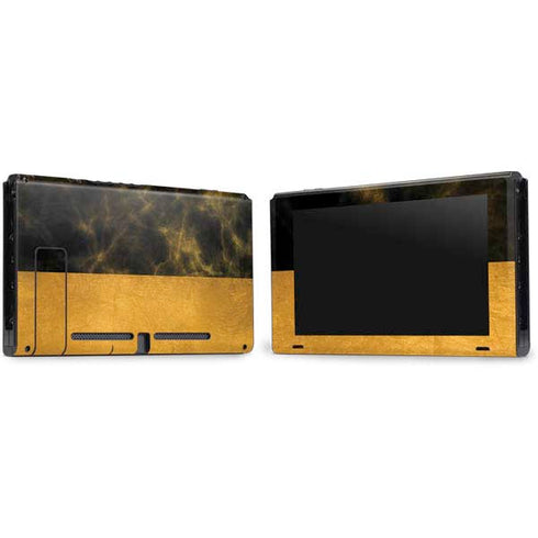 Black and Gold Split Marble Nintendo Switch Bundle Skin