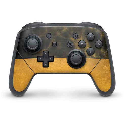 Black and Gold Split Marble Nintendo Switch Pro Controller Skin