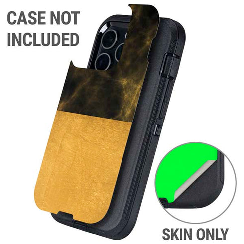 Black and Gold Split Marble Otterbox Defender iPhone Skin