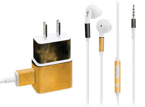 Black and Gold Split Marble Phone Charger Skin