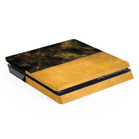 Black and Gold Split Marble PS4 Slim Skin