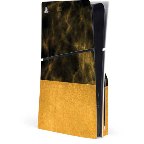 Black and Gold Split Marble PS5 Slim Disk Console Skin