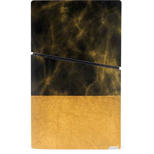 Black and Gold Split Marble PS5 Slim Digital Edition Bundle Skin