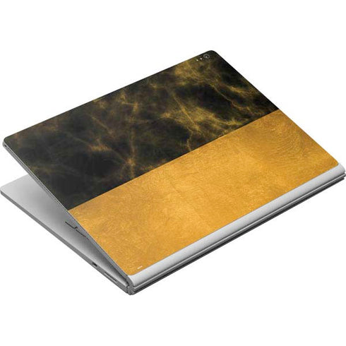 Black and Gold Split Marble Surface Book Skin