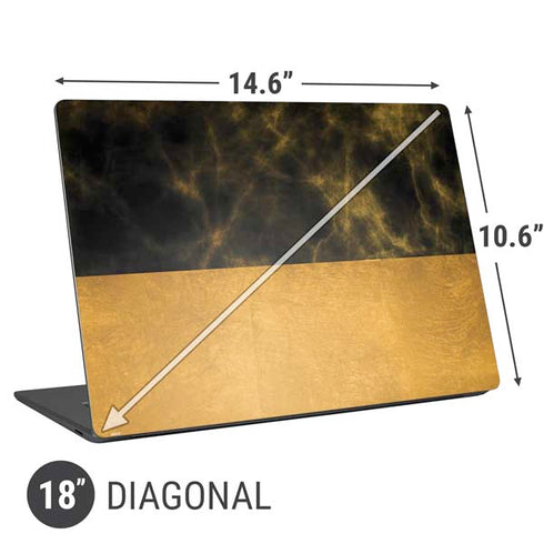 Black and Gold Split Marble Universal Laptop 18in (14.6 x 10.6in) Skin
