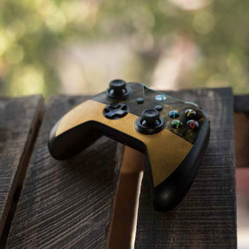 Black and Gold Split Marble Xbox One X Controller Skin