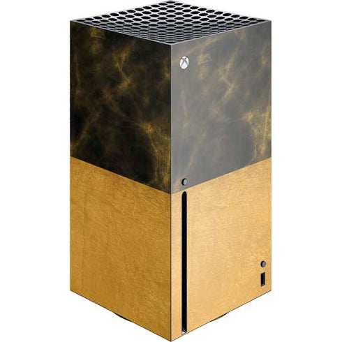 Black and Gold Split Marble Xbox Series X Console Skin
