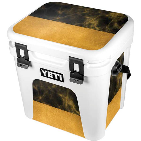 Black and Gold Split Marble YETI Roadie 24 Hard Cooler Skin