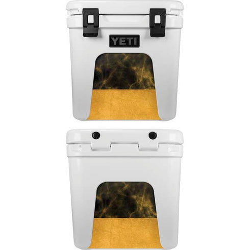 Black and Gold Split Marble YETI Roadie 24 Hard Cooler Skin